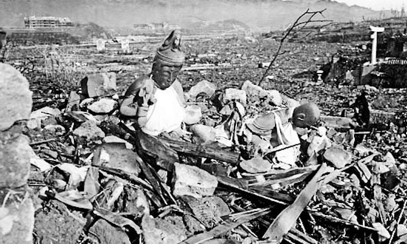 A bombed-out temple in Nagasaki