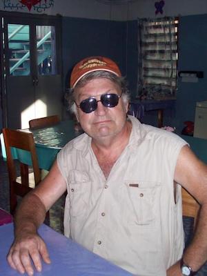 Joe Bageant at Innie's Cafe, Hopkins Village, Belize
